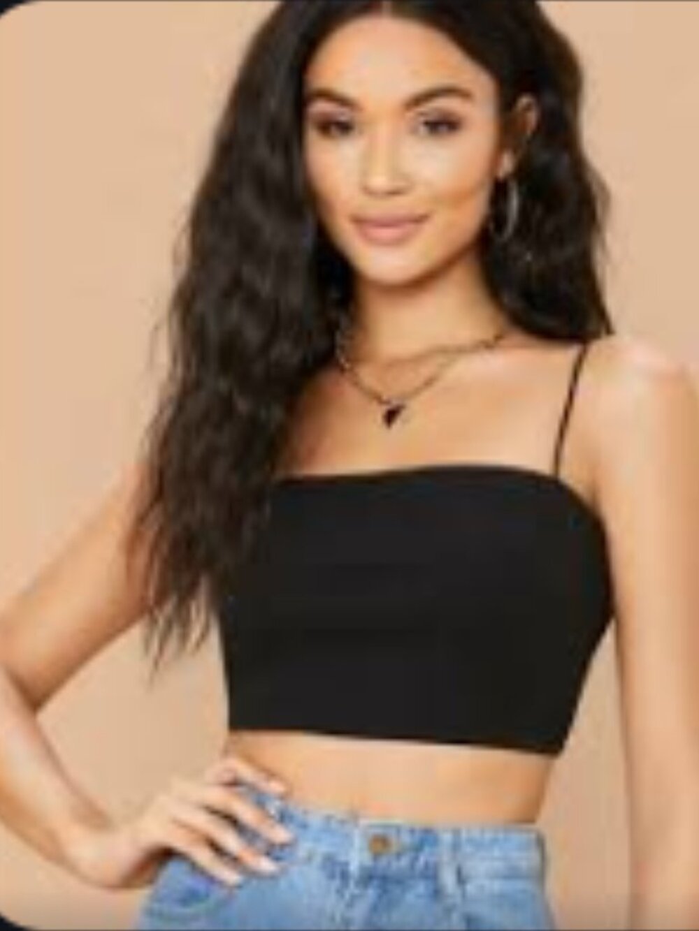 Offline by Aerie Ribbed Shelf Bra Cropped Tank Top, Black - Size Small